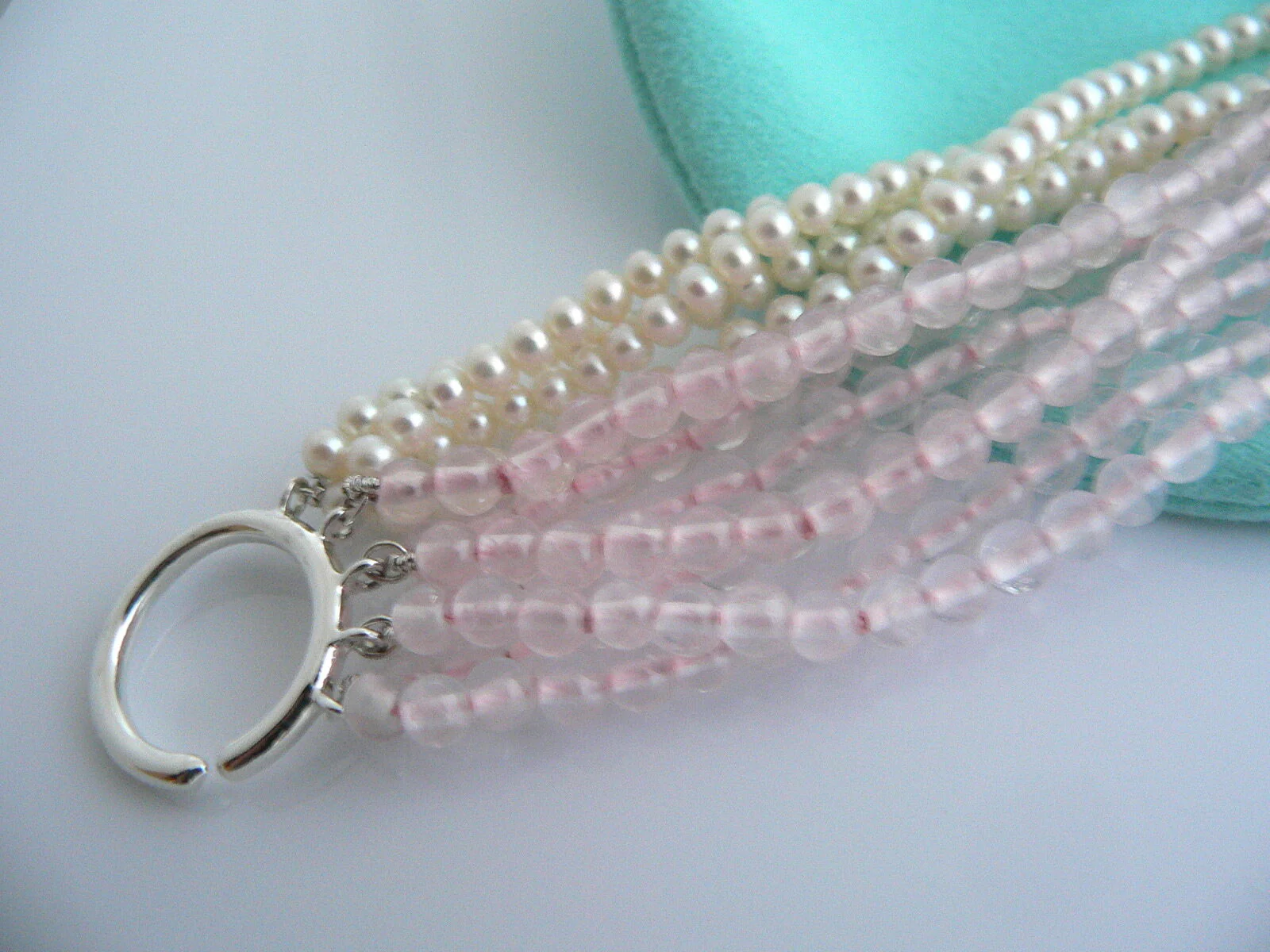 Tiffany & Co Pearl Bracelet Torsade Multi Strand Bangle Chain Love Gift Pouch