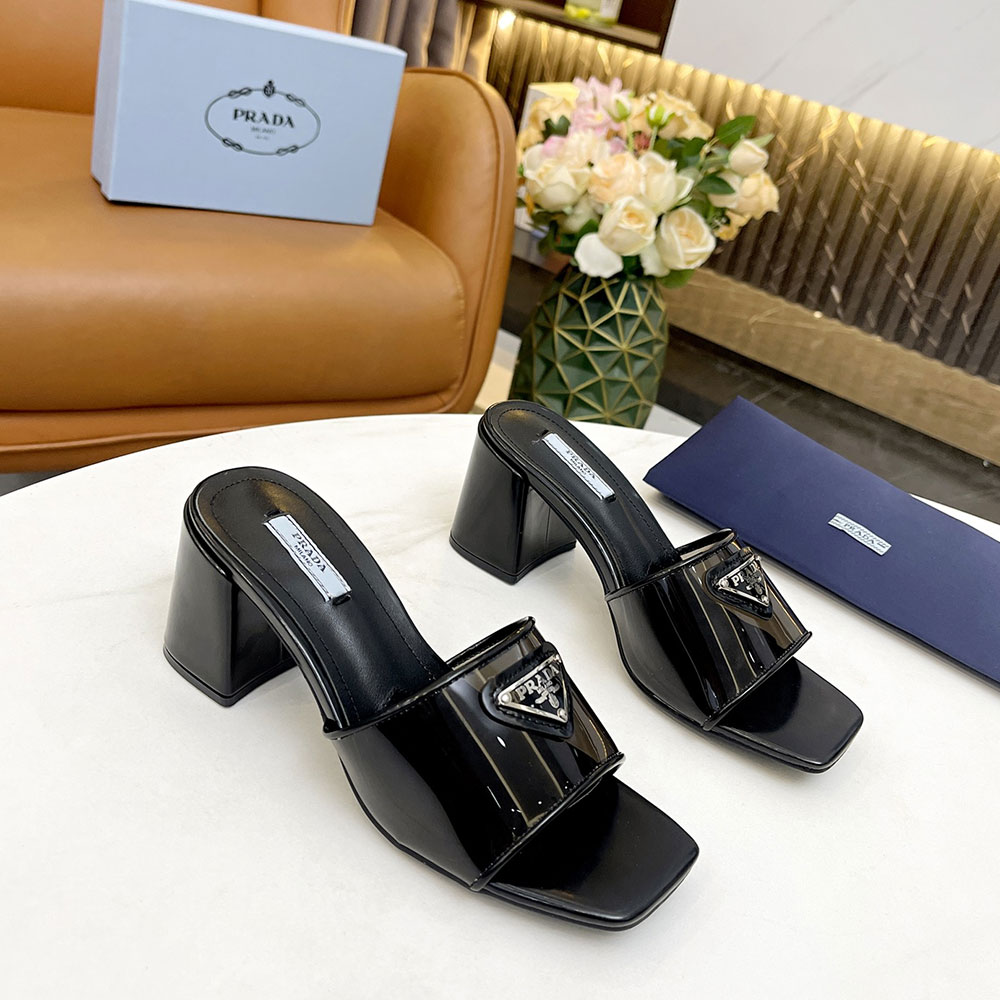Prada  Leather Chunky Sandals Slide Sandal (Replica)
