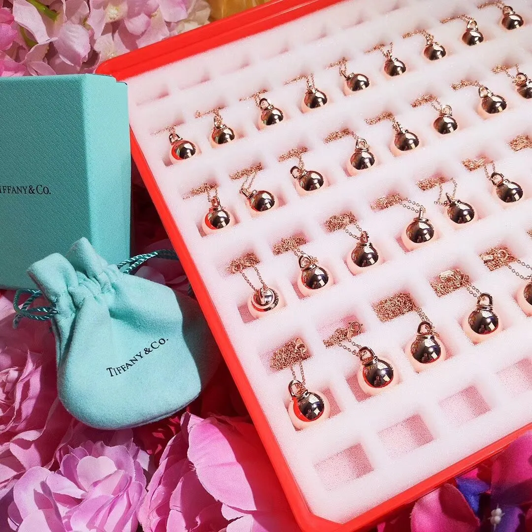 Timeless Style Tiffany Hardwear Ball Pendant Rose Gold Necklace For Ladies Fake