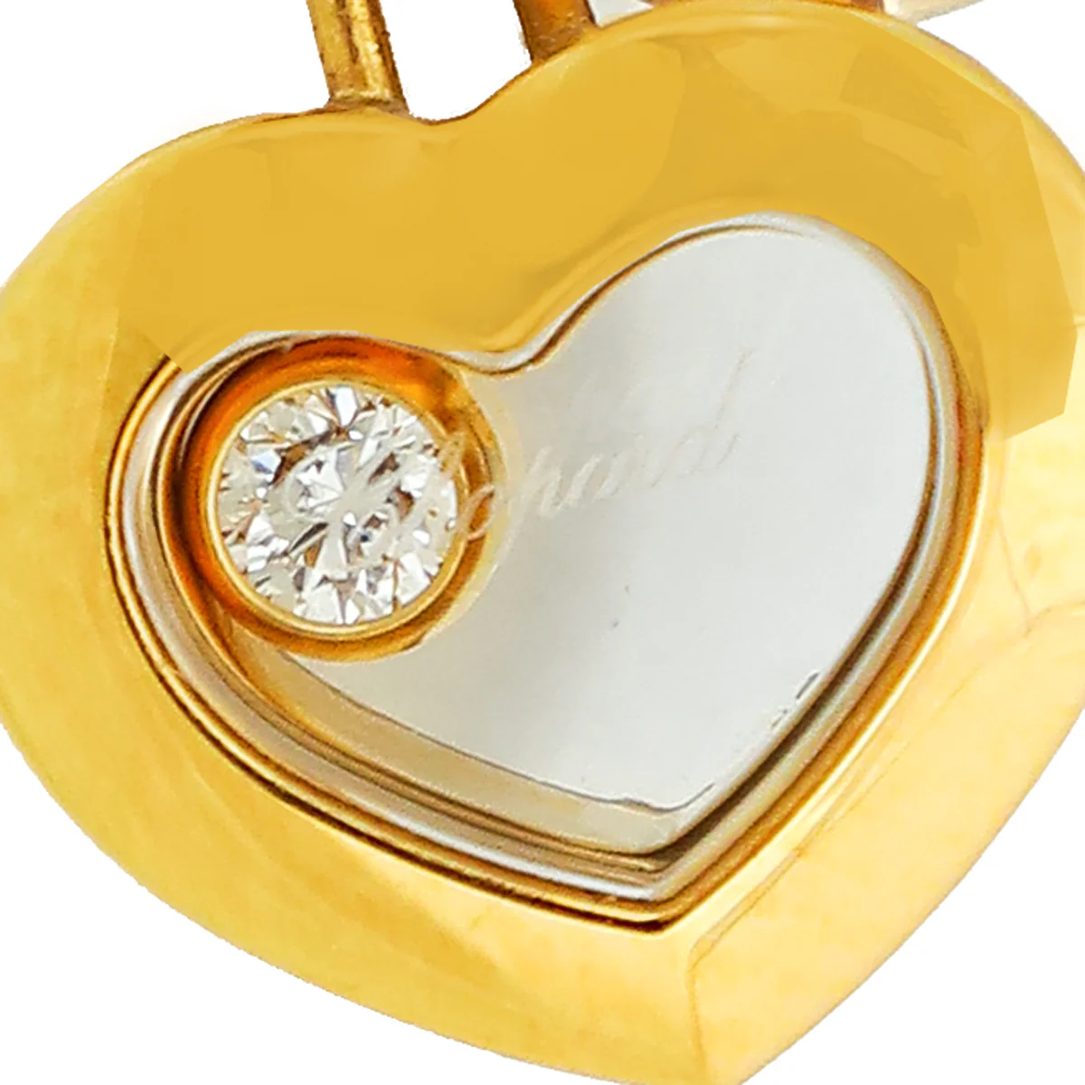 Chopard 18K Yellow Gold Diamond Happy Heart Earrings