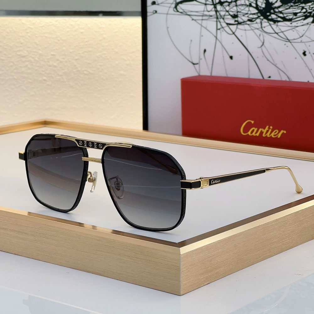 Cartier Metal Mirror Leg Logo Sunglasses Top quality （Replica）