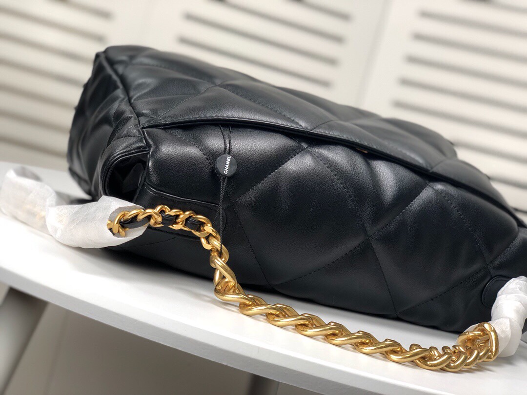 Chanel Lambskin Quilted Large19 Flap Shoulder Bag Handbag