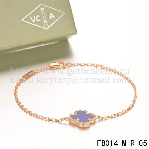 Van Cleef & Arpels Sweet Alhambra Bracelet Pink Gold With Lapis Stone Mother Of Pearl
