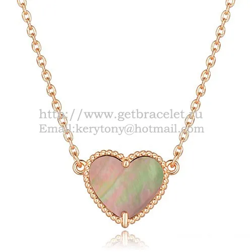 Van Cleef Arpels Sweet Alhambra Heart Pendant Pink Gold With Gray Mother Of Pearl
