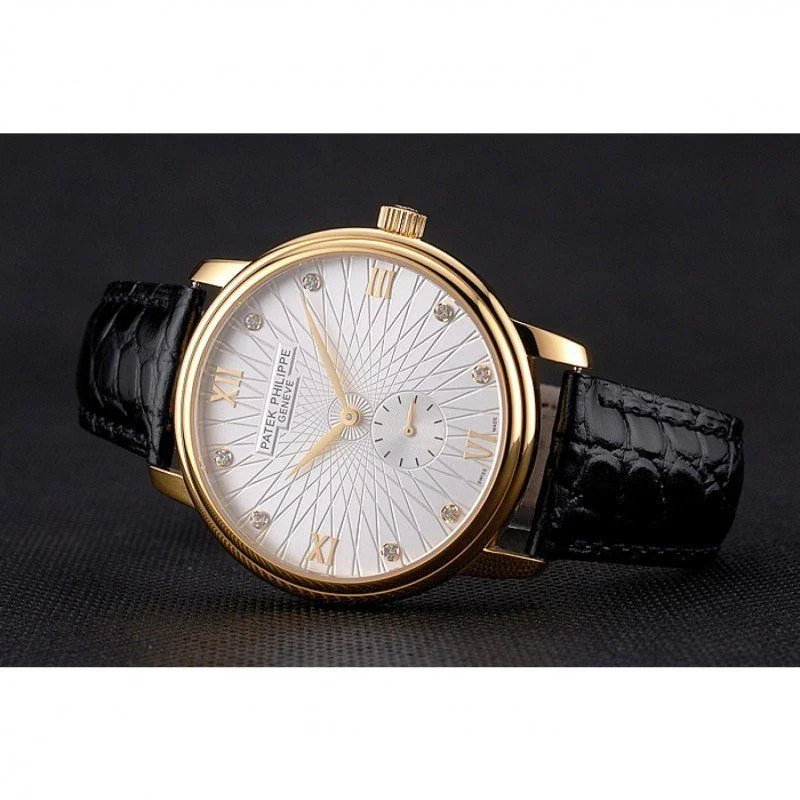 Calatrava White Embossed Dial White 41 mm, Yellow Gold Plated
