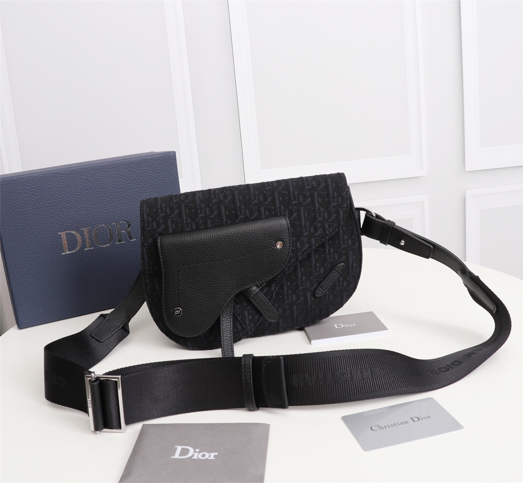 DIOR Saddle Men  Embroidery Crossbody Bag 10A(Replica)
