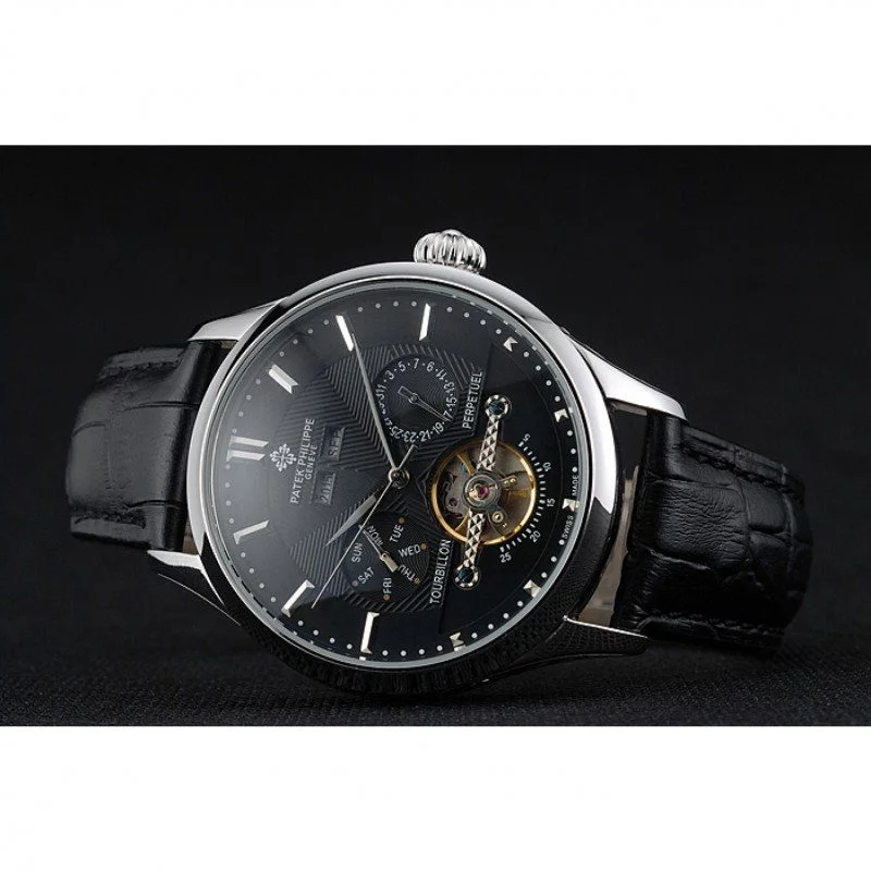 Day Date Tourbillon Dial Black 45 mm, Stainless Steel