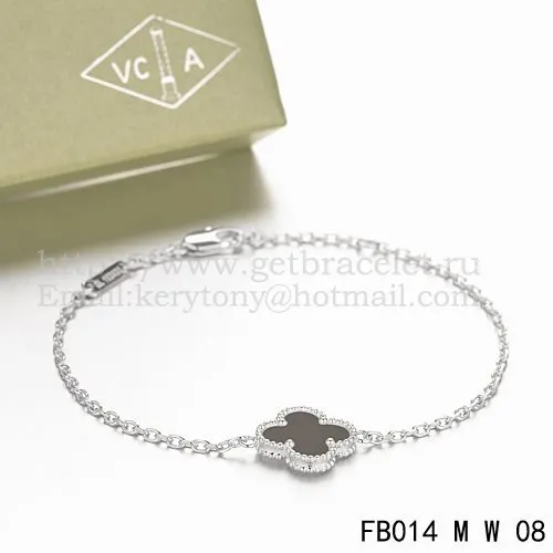 Van Cleef & Arpels Sweet Alhambra Bracelet White Gold With Black Onyx Mother Of Pearl