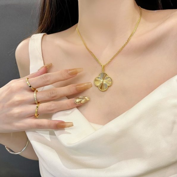 Van Cleef Necklace Dupe, Gold Clover Leaf Necklace Large