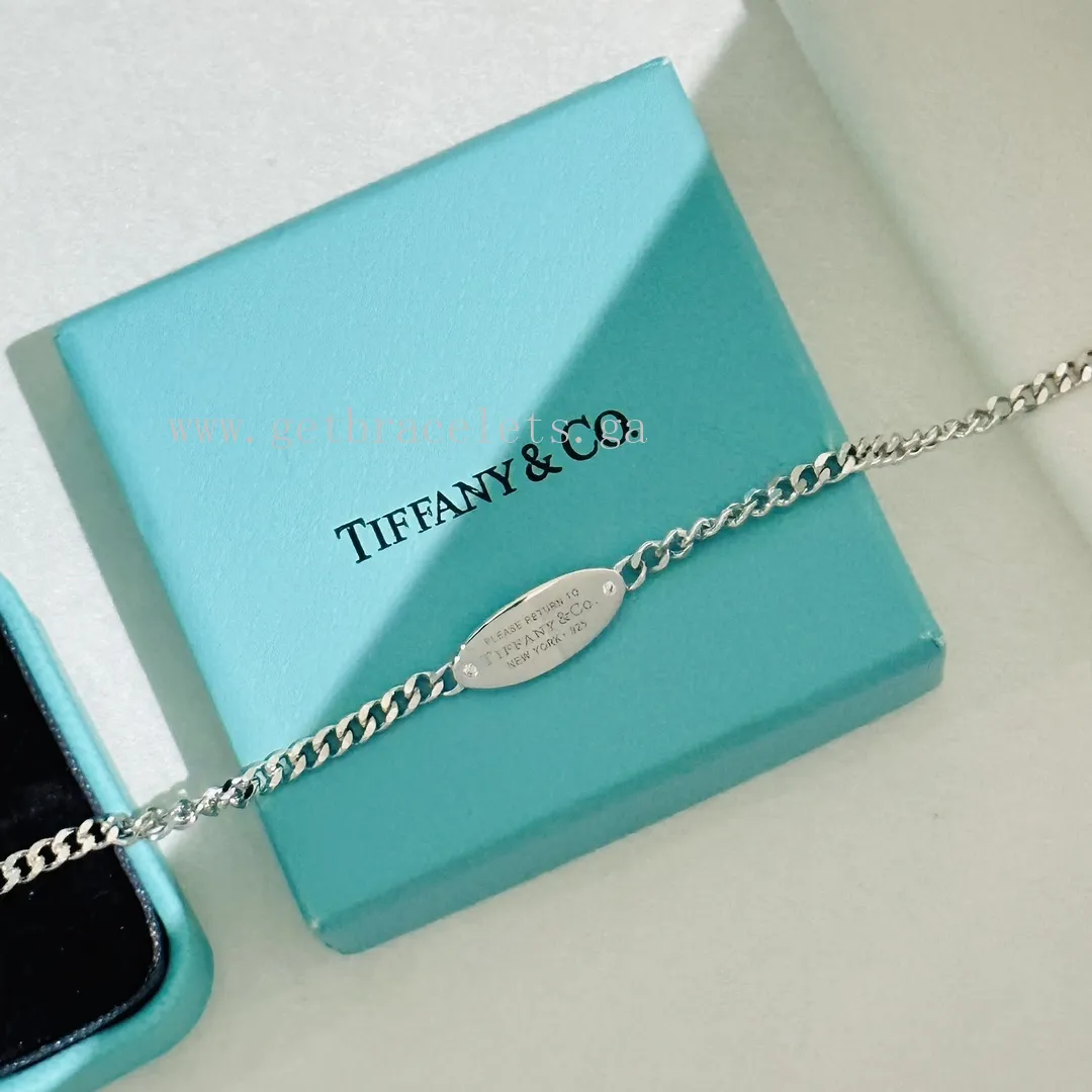 Tiffany Oval I.D. Bracelet in Sterling Silver with Diamonds