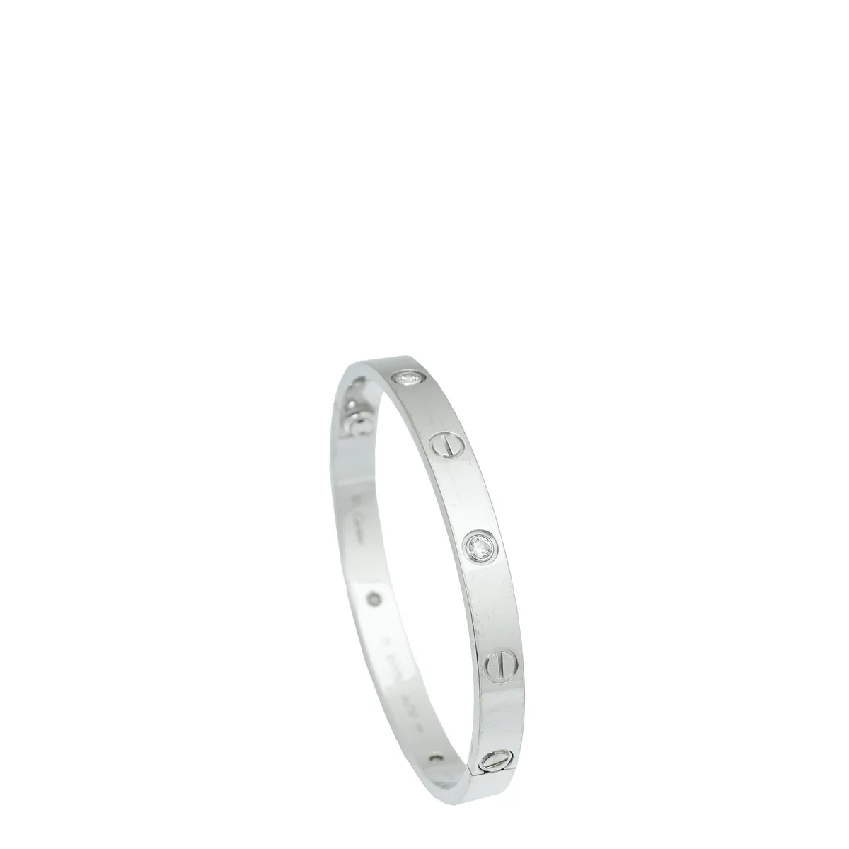 Cartier 18K White Gold 4 Diamond Love Bracelet 17