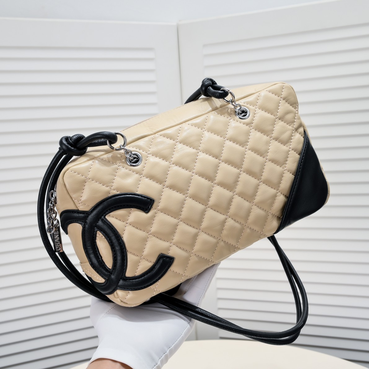 Chanel Ligne Cambon Bowling Bag Large Shoulder Bag Handbag