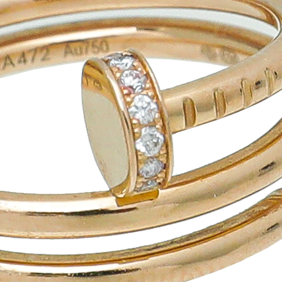 Cartier 18K Rose Gold 14 Diamond Double Juste Un Clou Ring 54