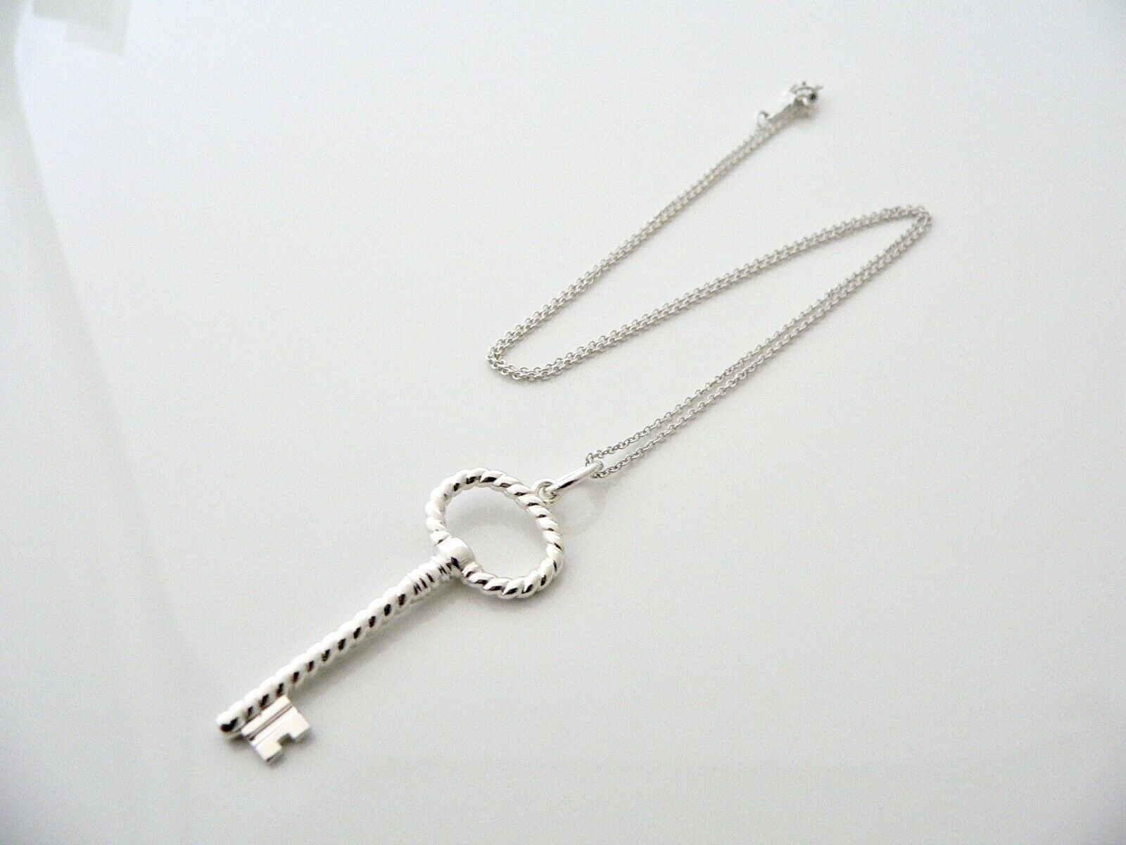 Tiffany & Co Twist Oval Key Necklace Pendant Charm Chain Love Gift Silver T & Co