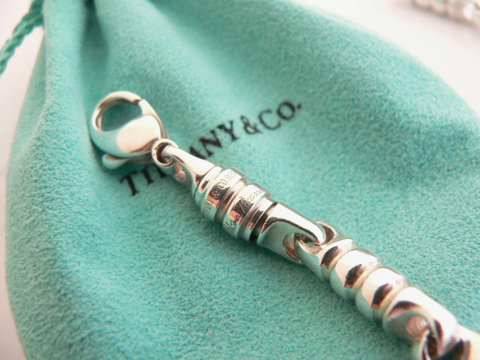 Tiffany & Co Silver Picasso Groove Link Necklace 20 inch Chain Gift Pouch Love