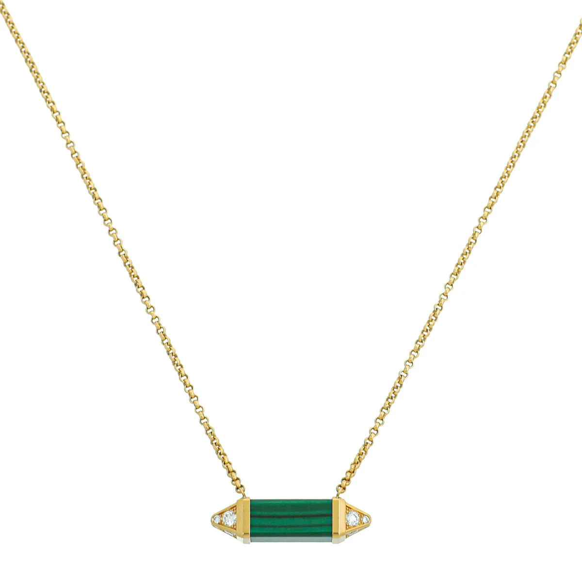 Cartier 18K Yellow Gold Malachite Diamond Les Berlingots De Cartier Necklace Medium Model