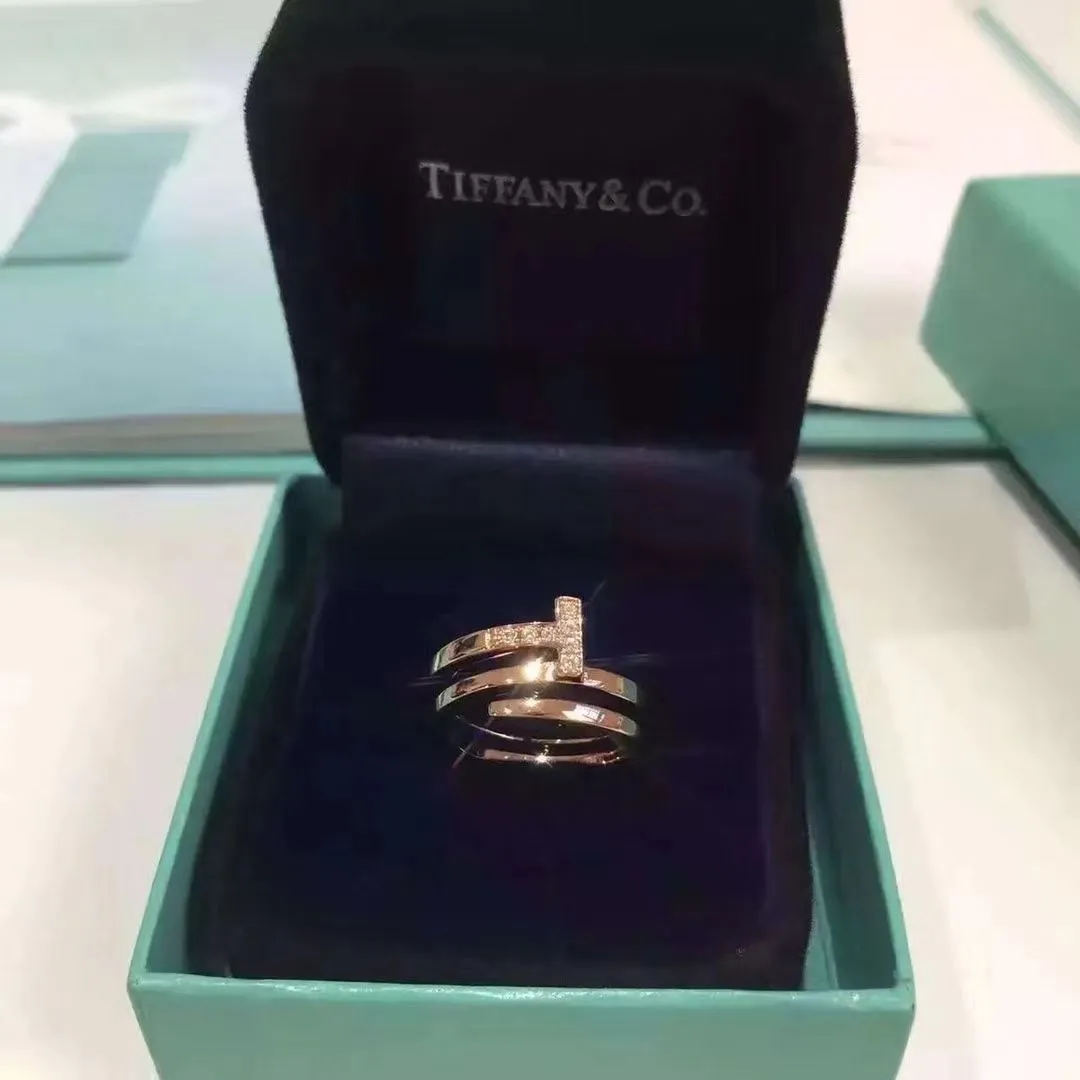 Tiffany Unique Model Tiffany T Rose Gold Square Wrap Ring Luxury Replicated