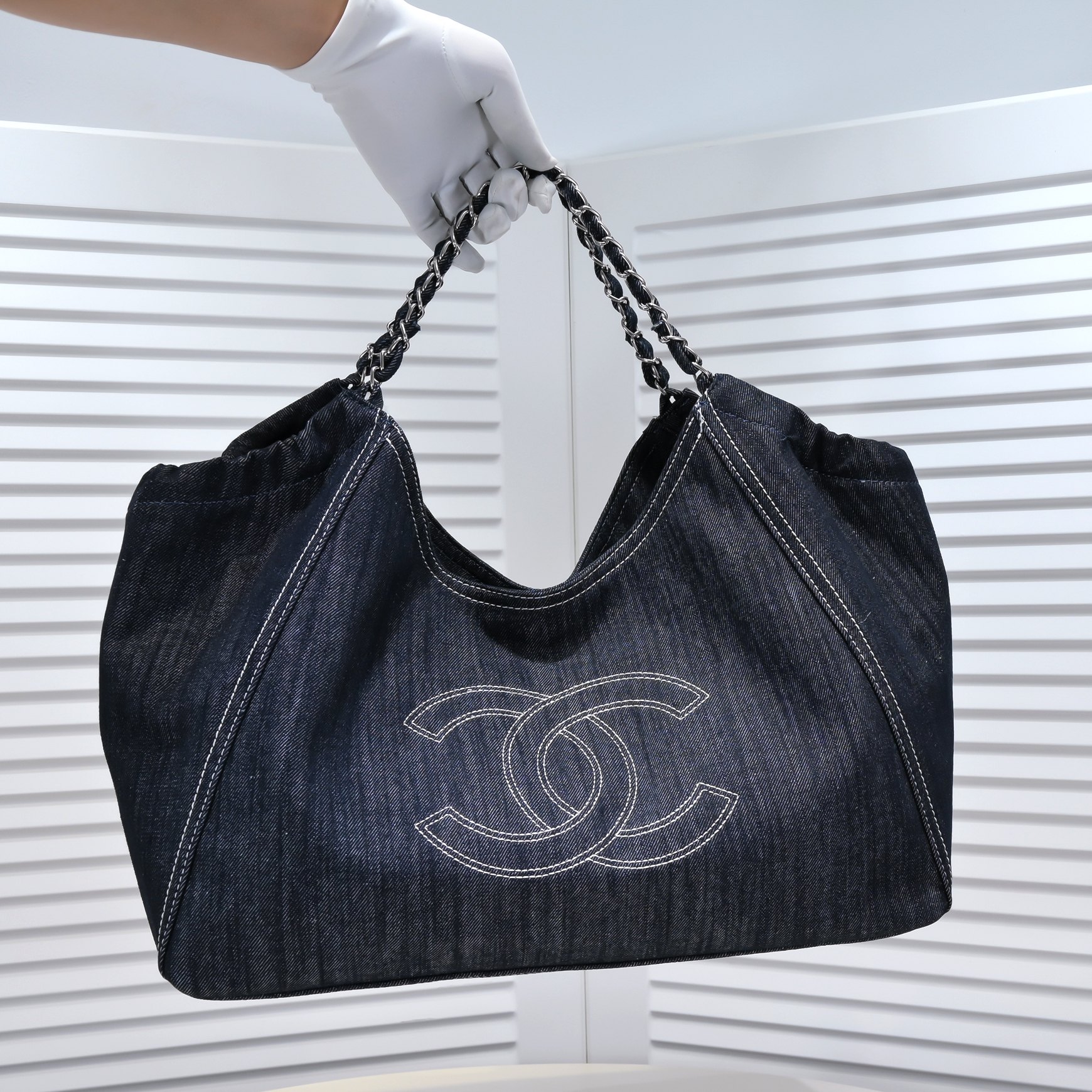 Chanel Coco Cabas Denim Large Hobo Bag In Blue Shoulder Bag Handbag