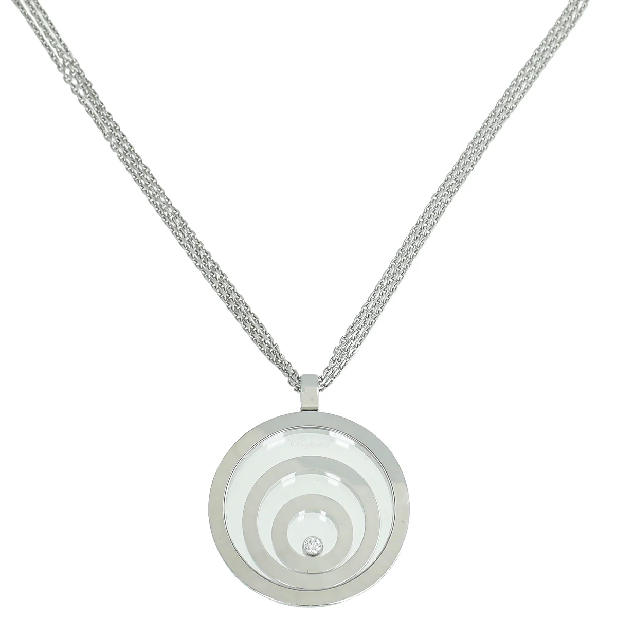 Chopard 18K White Gold Diamond Happy Spirit Pendant Necklace