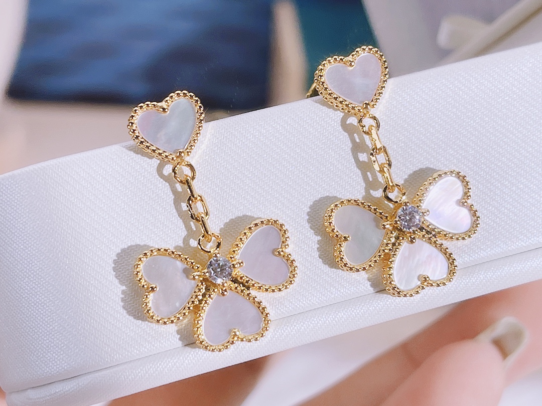 Van Cleef & Arpels Four Hearts Stud Earrings, Sweet Alhambra effeuillage earrings