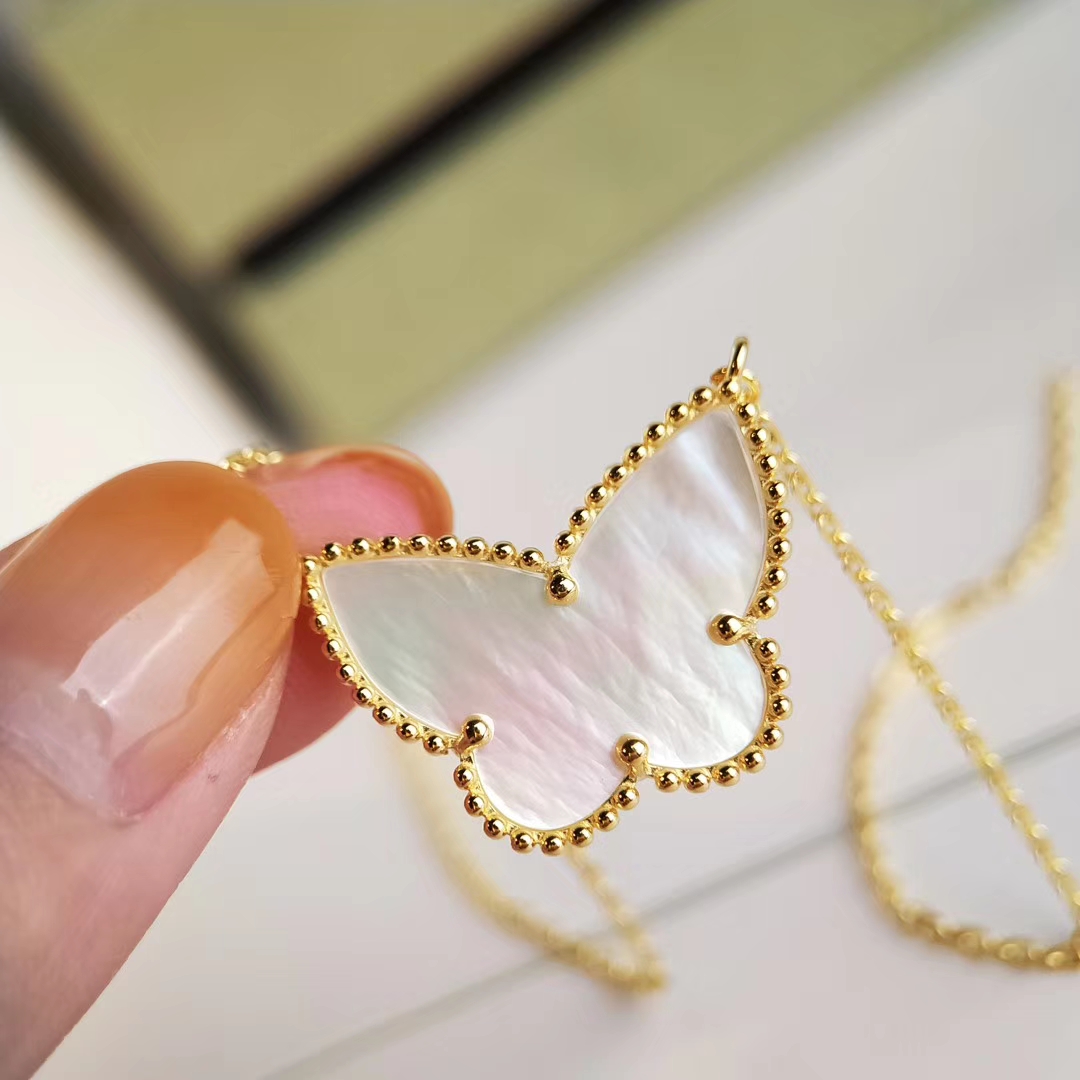 Van Cleef & Arpels butterfly necklace in white mother-of-pearl