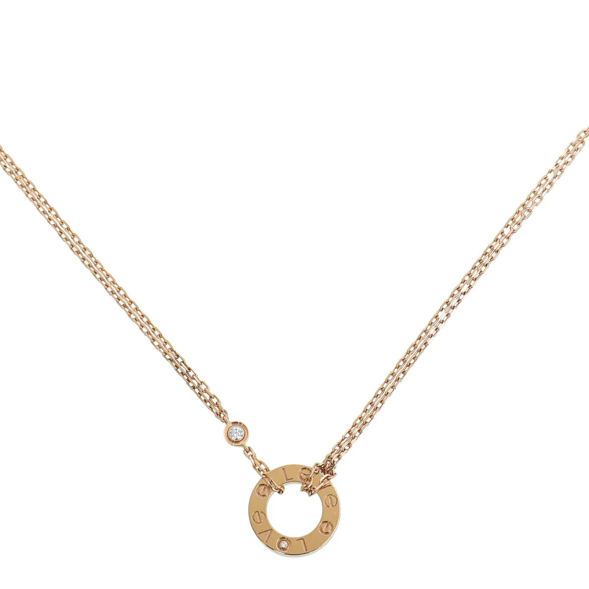 Cartier 18K Rose Gold 2 Diamond Love Necklace