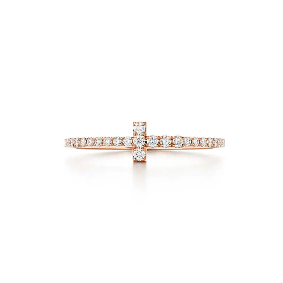 Tiffany T Wire Ring Rose Gold With Diamonds For Women UK Sale OnlineGRP08658/GRP08661