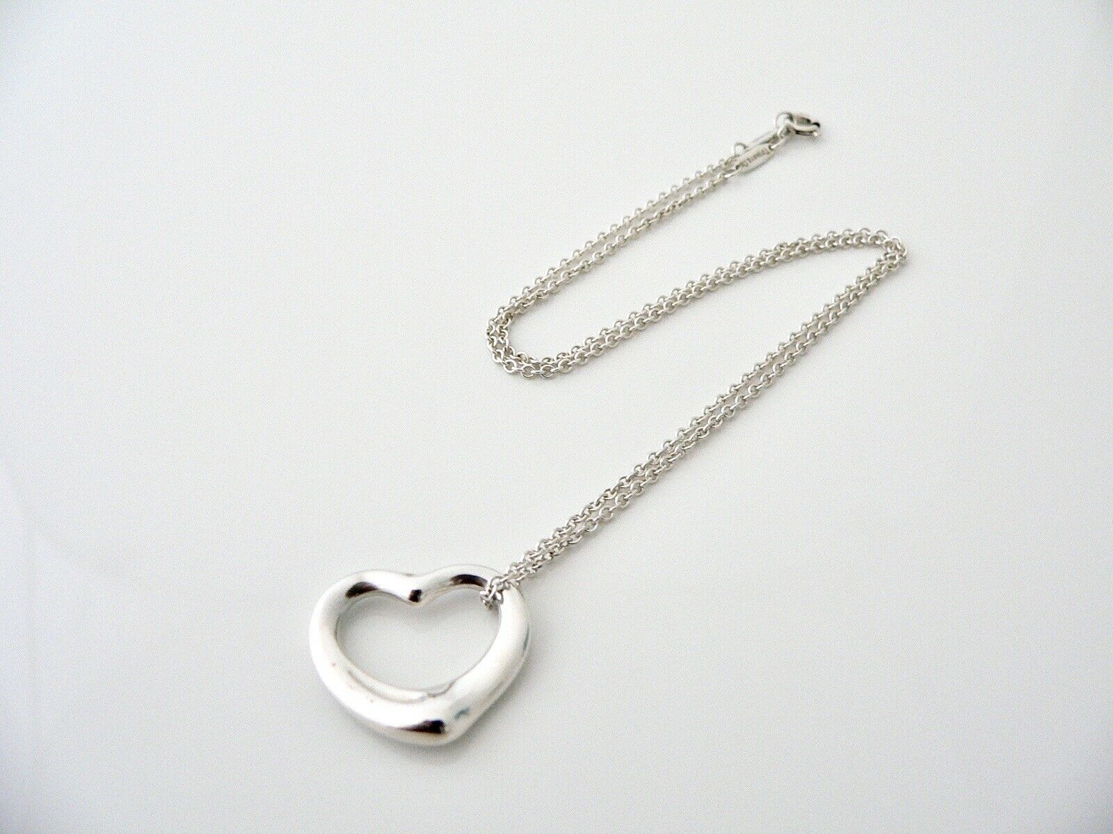 Tiffany & Co Open Heart Necklace Pendant Charm Chain Peretti Gift Love Peretti