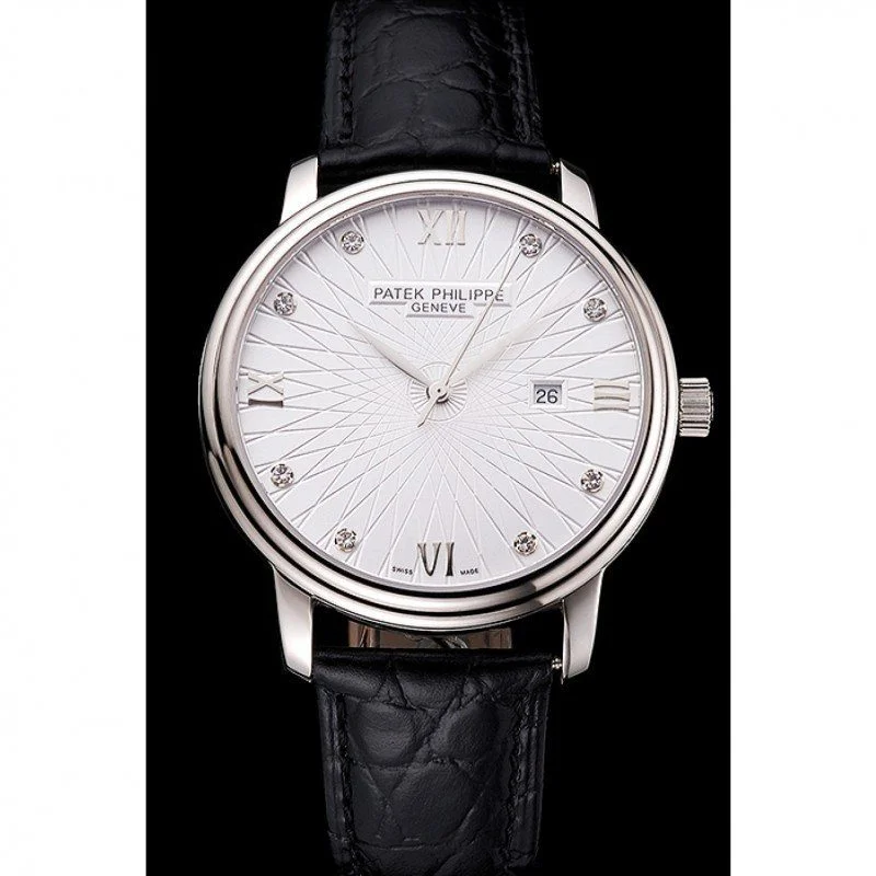 Calatrava Date Dial White 41 mm, Stainless Steel
