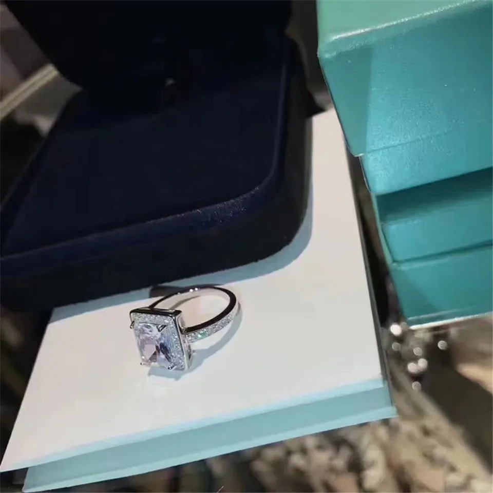 Tiffany Square Crystal Narrow Ring Most Popular