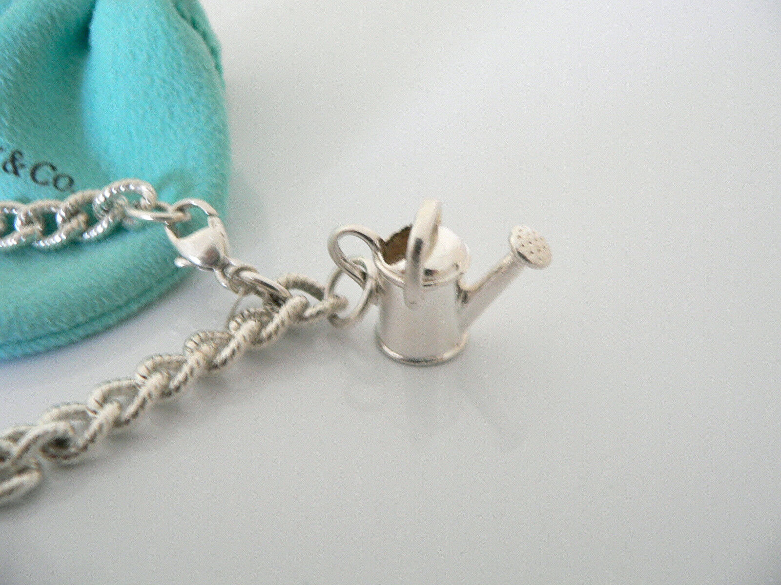 Tiffany & Co Watering Can Bracelet Bangle 8 Inch Chain Nature Garden Lover Gift