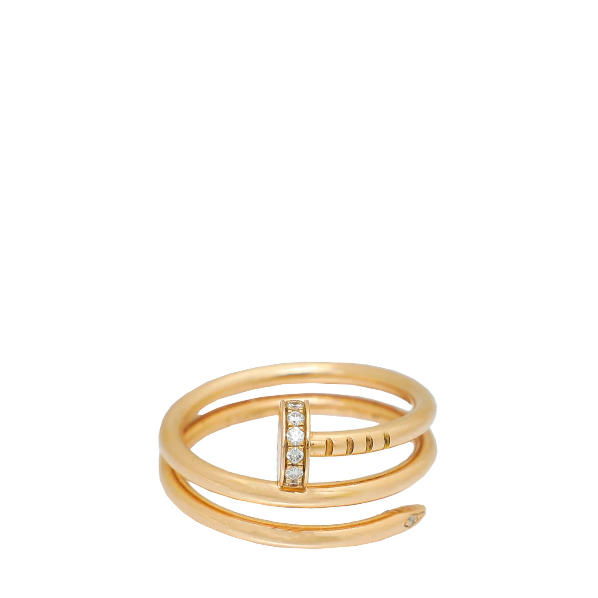 Cartier  18K Rose Gold 14 Diamonds Double Juste Un Clou Ring 50