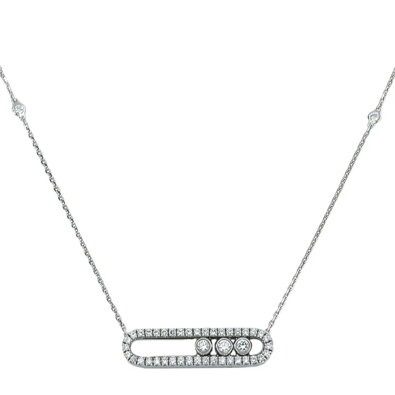 Messika 18K White Gold Pavé Diamond Baby Move Necklace