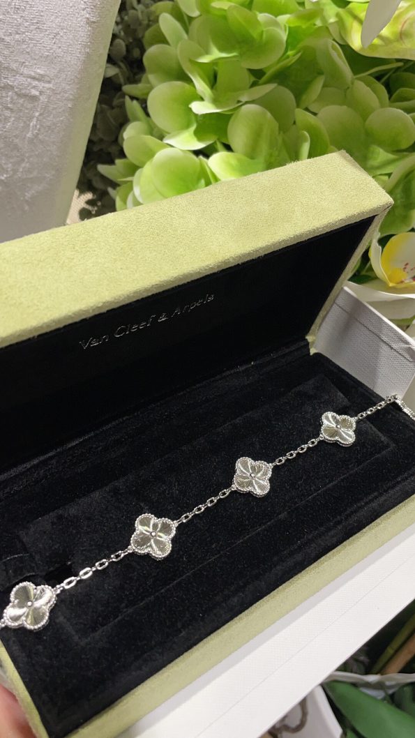 Van Cleef Bracelet Dupe, White Gold Clover Bracelet