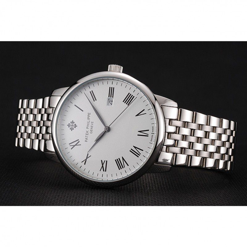 Calatrava Dial White 40 mm, Stainless Steel
