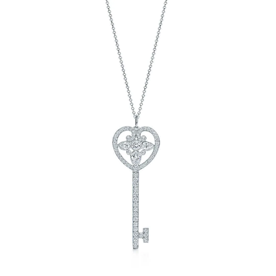Tiffany Keys Ornate Heart Key Pendant Necklace Sterling Silver Best Christmas Gift