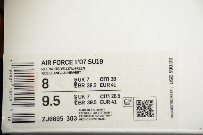 Nike Air Force 1 07 Low White Green Noise Yellow Shoes ZJ6695-303