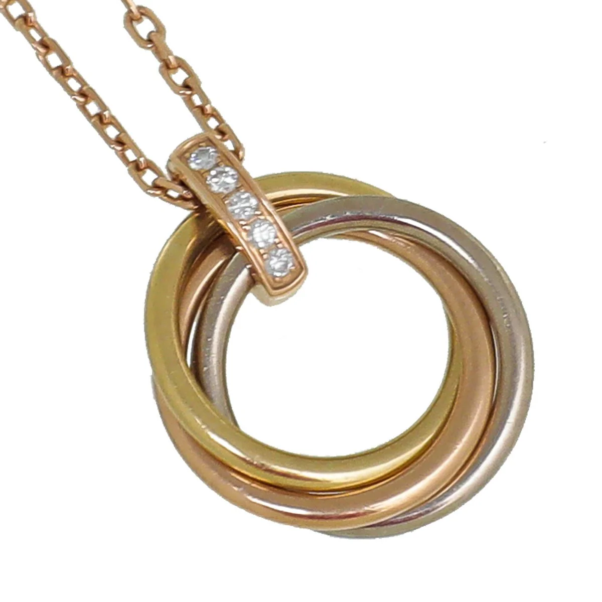 Cartier 18K Ticolor Gold Diamond Trinity Necklace