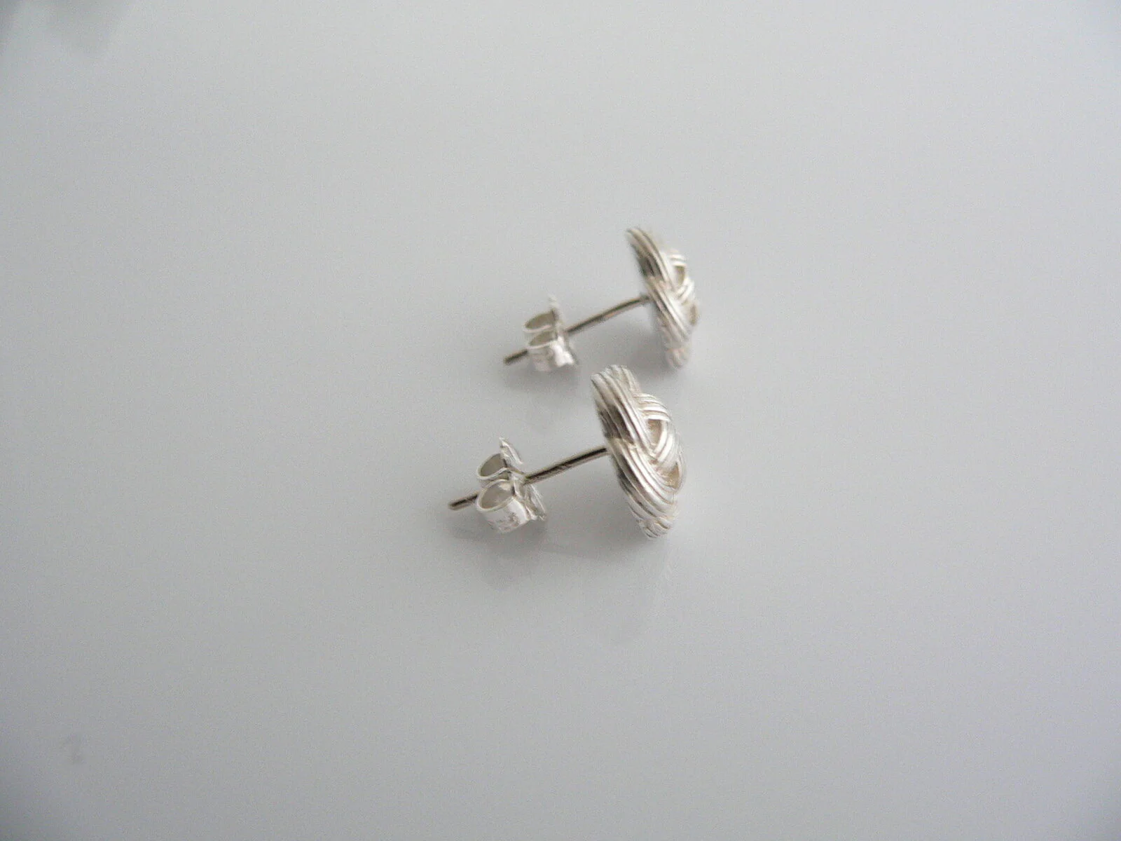 Tiffany & Co Silver Flower Weave Knot Earrings Studs Rare Love Gift Anniversary