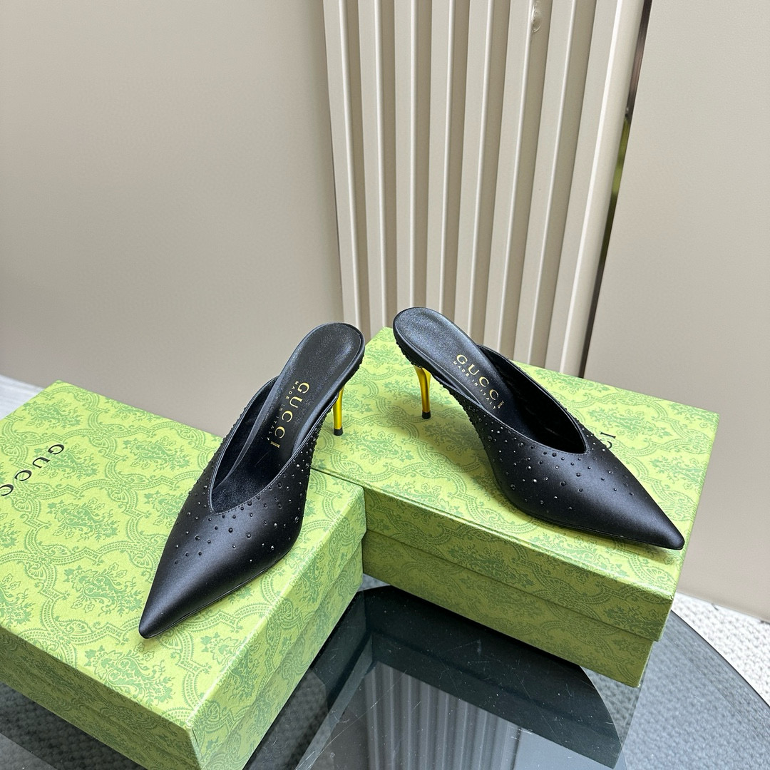 Gucci Pointed Toe High Heel Slippers Slide Sandal (Replica)