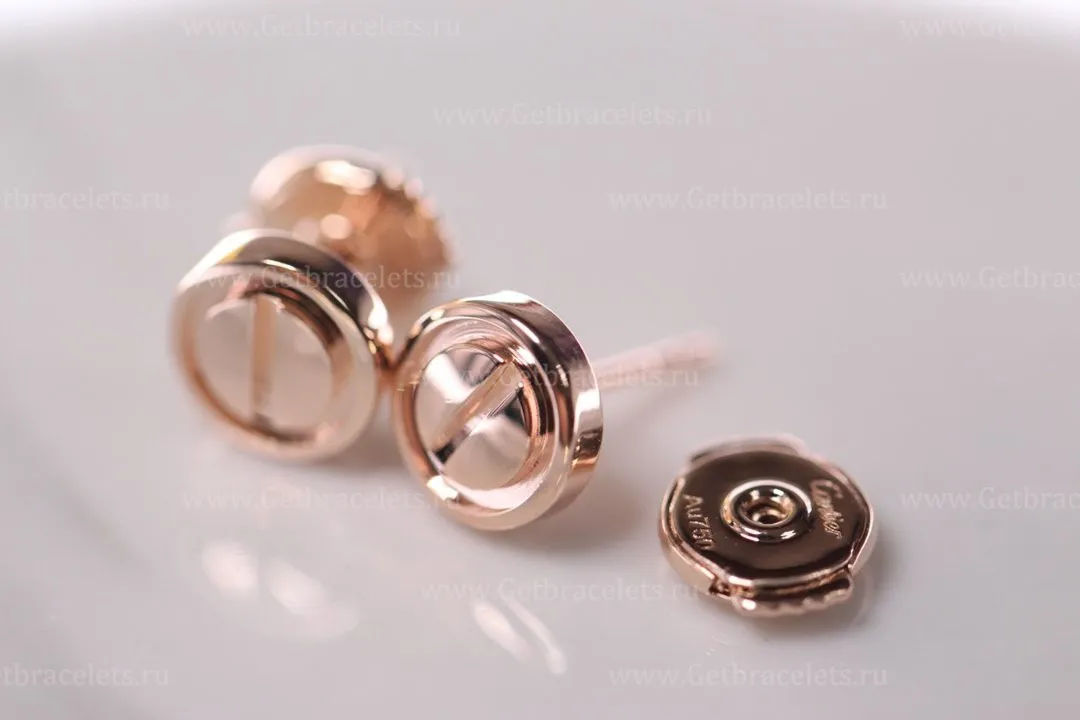Copy Carteri Love Screw Motifs Earring Pink Gold B8301254