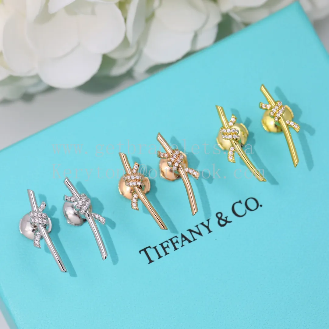 Tiffany Knot Earrings in Yellow Gold/Rose Gold/White Gold with Diamonds