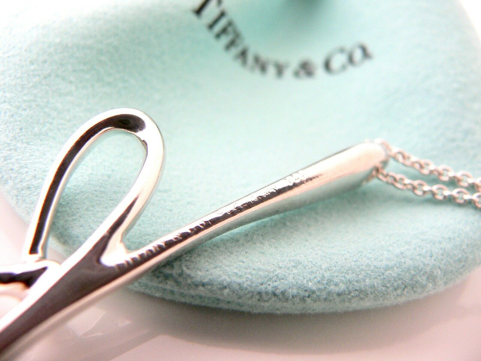 Tiffany & Co Peretti Alphabet K Necklace Pendant Charm Large 30 Inch Chain Gift