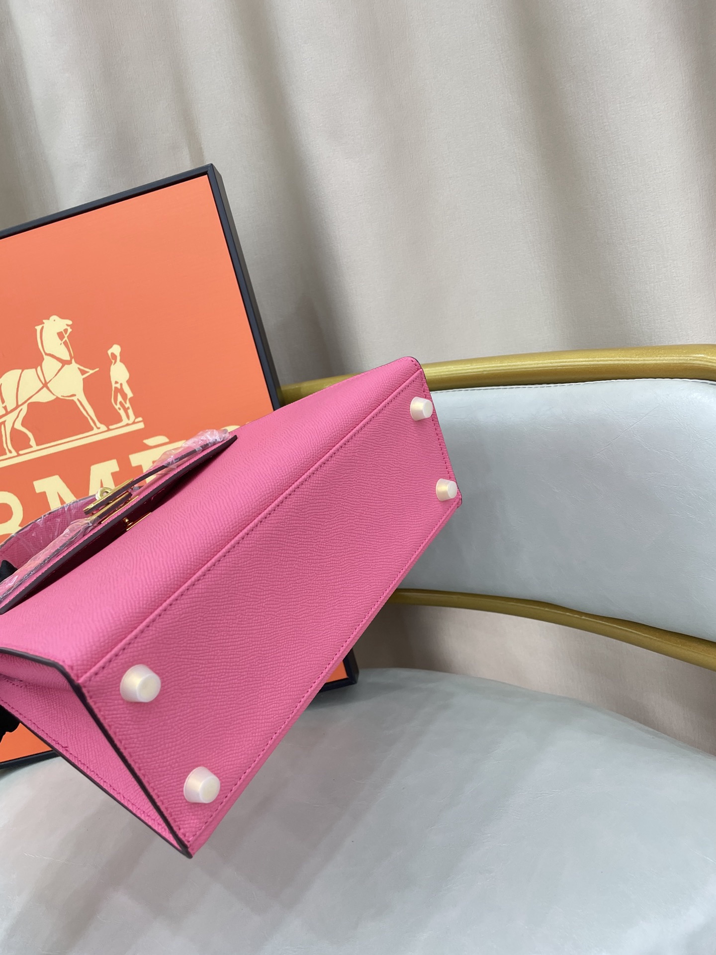 Hermes 28cm Kelly Bag Togo Leather Handbag Pink