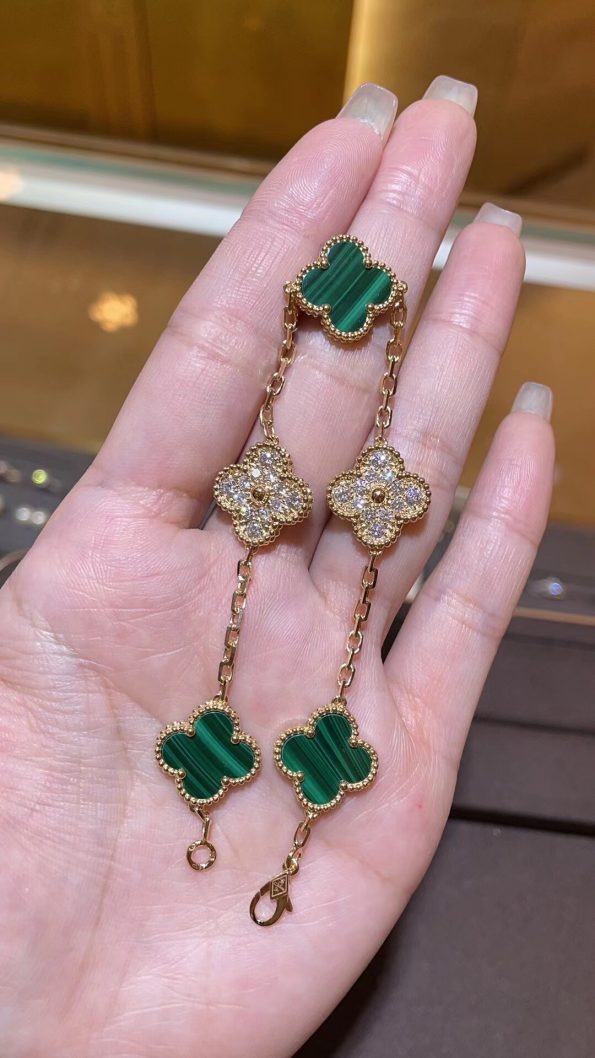 Van Cleef Bracelet Dupe, Green Clover& Diamonds