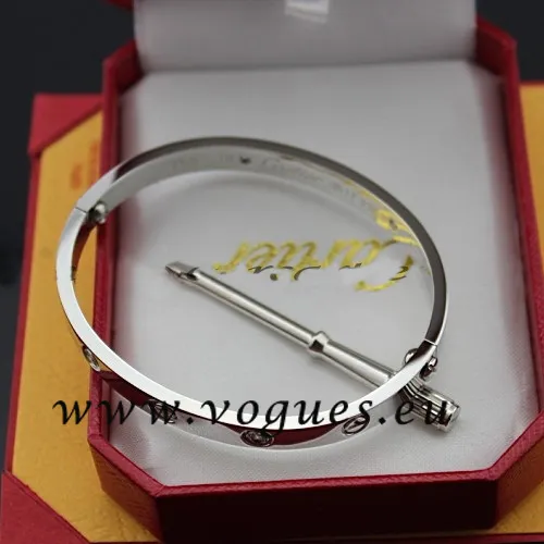 Cartier Couple Bracelet White Gold 4 Diamonds B6041003 (New Version – Prevent Screws Fall Out)