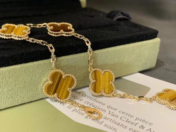 Best Van Cleef Bracelet Dupe, Tiger Eye Stone Clover Bracelet