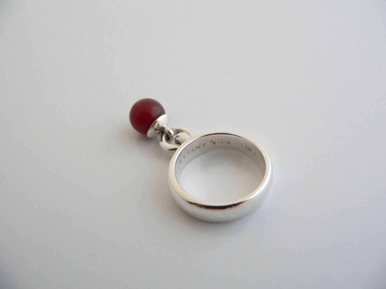 Tiffany & Co Silver Carnelian Fascination Dangling Dangle Ring Band Sz 6.25 Gift