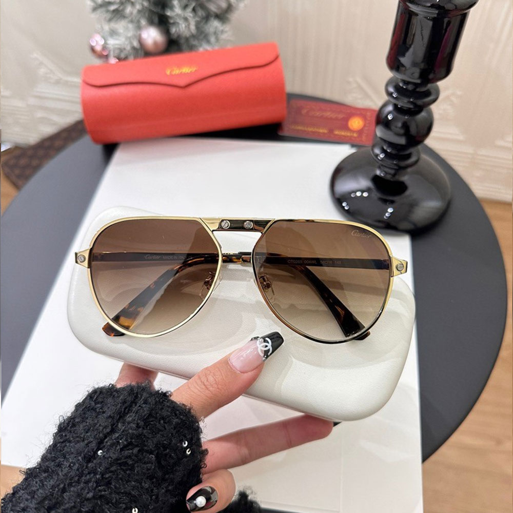 Cartier  Metal irregular Line Sunglasses Top quality （Replica）