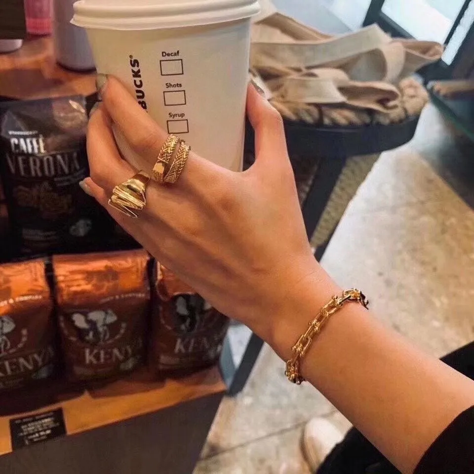 2021 Tiffany Harddwear18k Rose Gold Link Bracelet Women Jewelry Gift